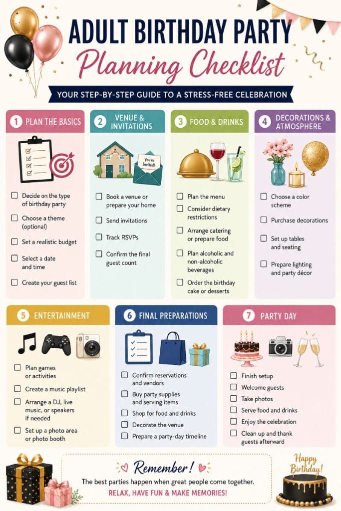 The Ultimate Guide to Planning a Birthday Party for Adults: The Complete Checklist for a Stress-Free Celebration how to plan a birthday party for adults checklist