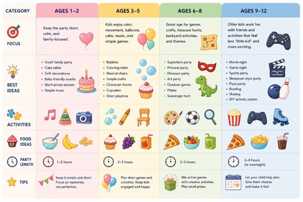 How to Plan a Kids Birthday Party Without Stress: A Simple Guide for Parents How to Plan a Kids Birthday Party Without Stress,Birthday Planning by Age