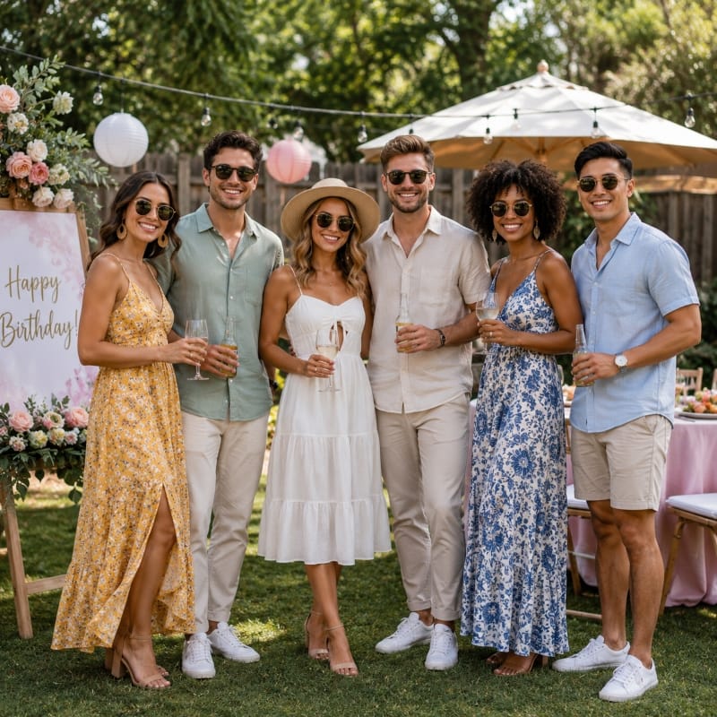 Birthday Party Dress Code Ideas for Home Parties, Outdoor Events, and Formal Celebrations Outdoor birthday party outfit ideas for guests.