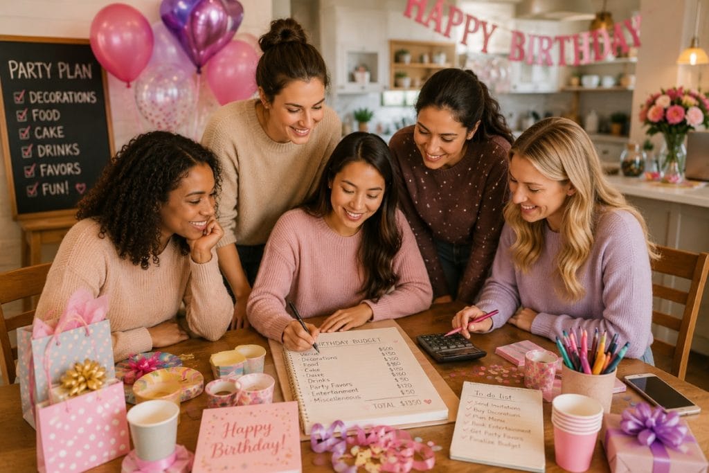 Birthday party planning fun with friends