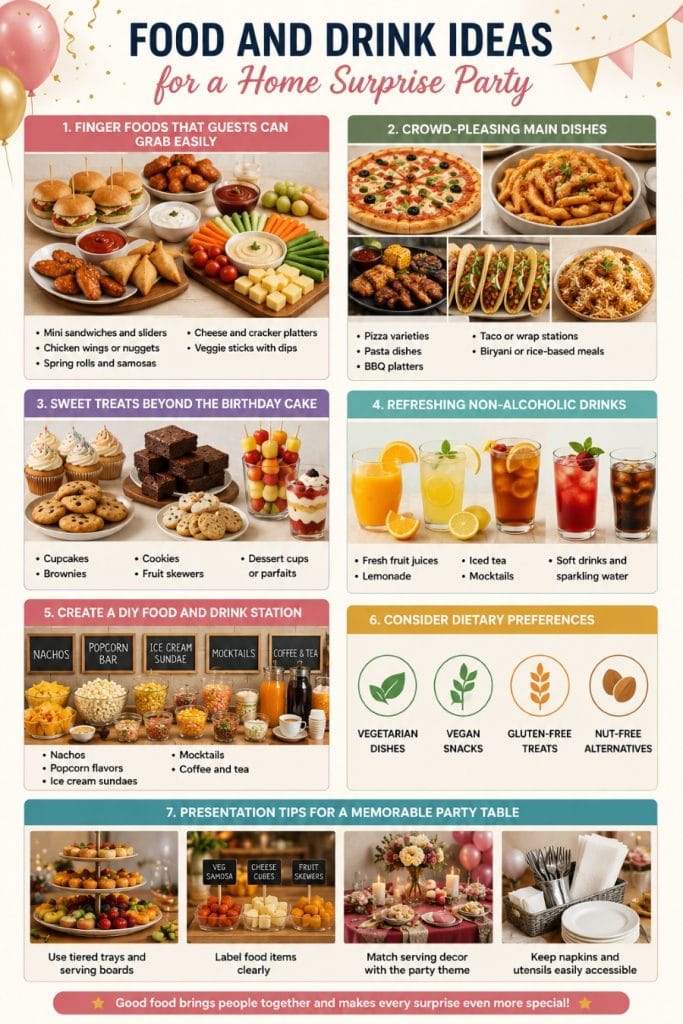 Food and Drink Ideas for a Home Surprise Party