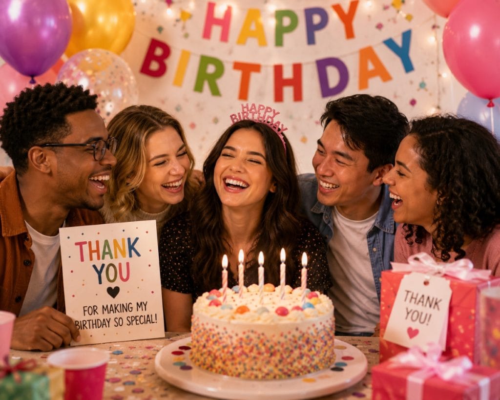 Joyous birthday celebration with friends Joyous birthday celebration with friends